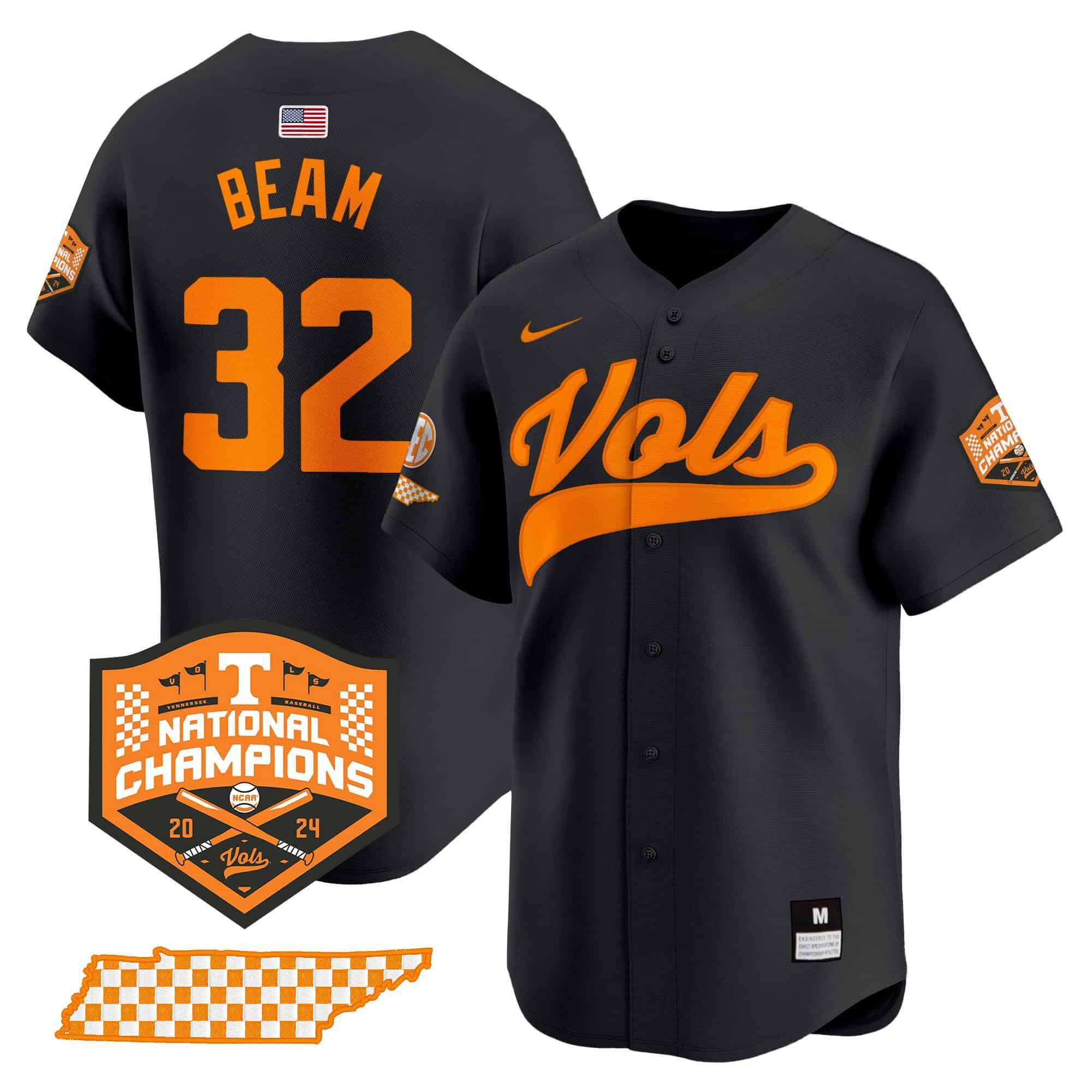 Men Tennessee Volunteers #32 Beam Black 2024 Nike Champions Vapor Premier Limited NCAA Jersey->ncaa teams->NCAA Jersey